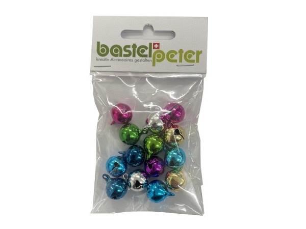 Glöckchen Bastelpeter Alu-Glöckchen bunt, 12x16mm 14Stk