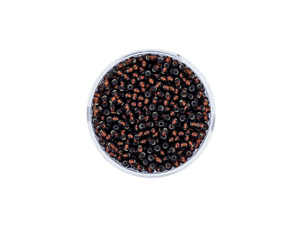 Rocailles Pracht Perlen 2,6mm dunkelbraun mit Silbereinzug