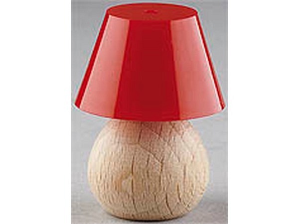 Miniatur Lampe Tischlampe 3,5V Holzfuss rot