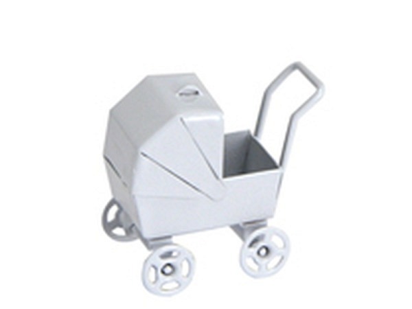 Miniatur Baby Puppenwagen weiss