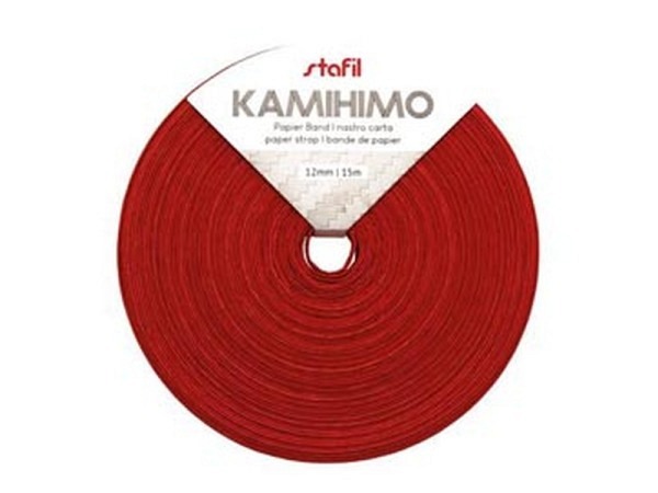 Bast Stafil Kamihimo-Band 12mmx15m matt rot