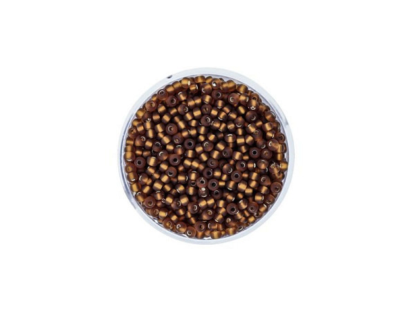 Rocailles Pracht Perlen 2,6mm dunkeltopas matt mit silbereinzug
