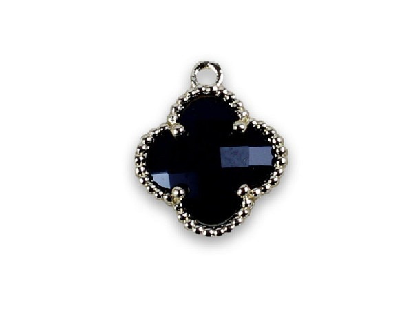 Anhänger Pracht Blume schwarz 11mm, 2Stk