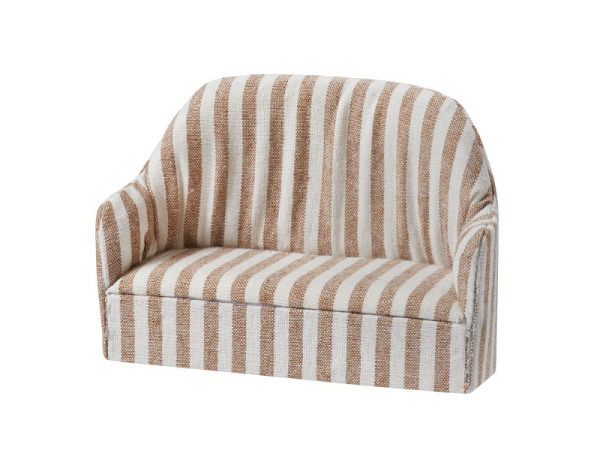 Miniatur Möbel Sofa 11x5x8cm, beige-weiss gestreift