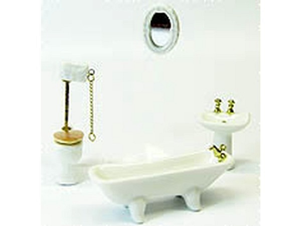Miniatur Badezimmer Badezimmer 4-teilig weiss Porzellan 80mm