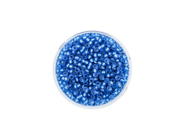 Rocailles Pracht Perlen 2,6mm blau matt mit silbereinzug