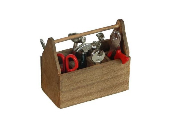 Miniatur Haushalt Werkzeugkiste 9-teilig Grösse 45mm