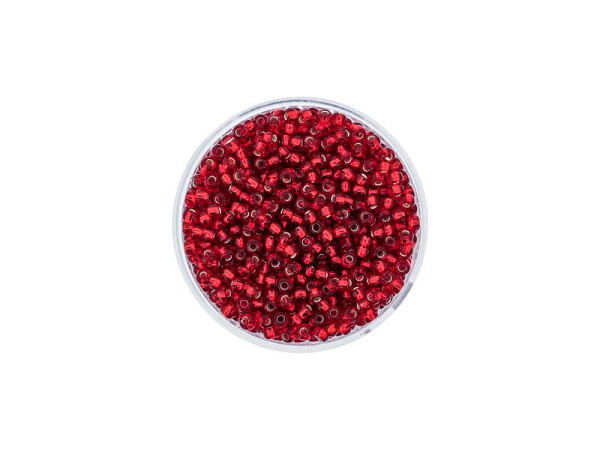 Rocailles Pracht Perlen 2,6mm rot mit Silbereinzug