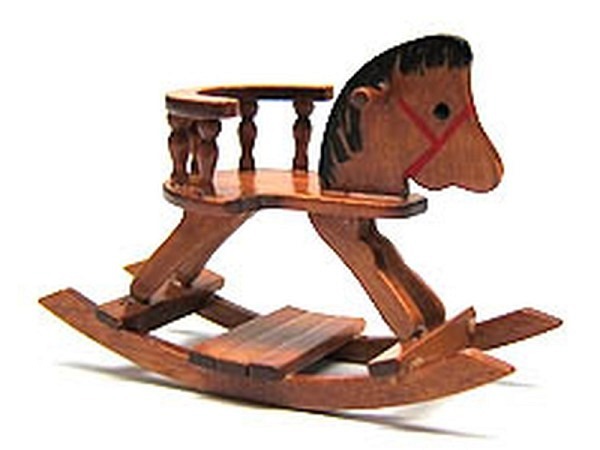 Miniatur Baby Schaukelpferd 8cmL3,5x6,5cm mittelbraun