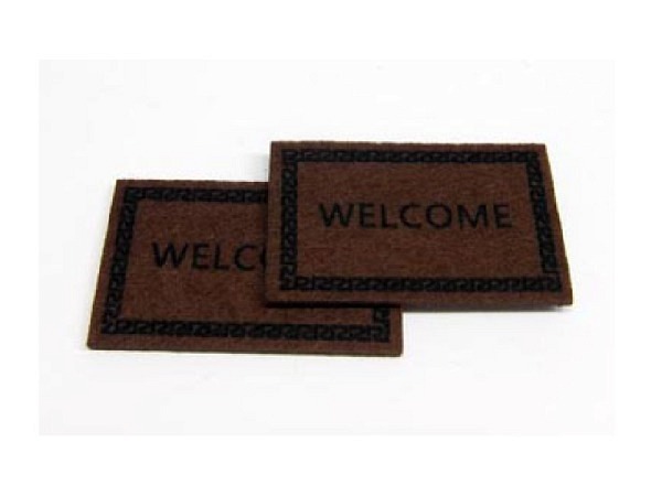 Miniatur Deko Türmatte Welcome braun 55x35mm 2Stk