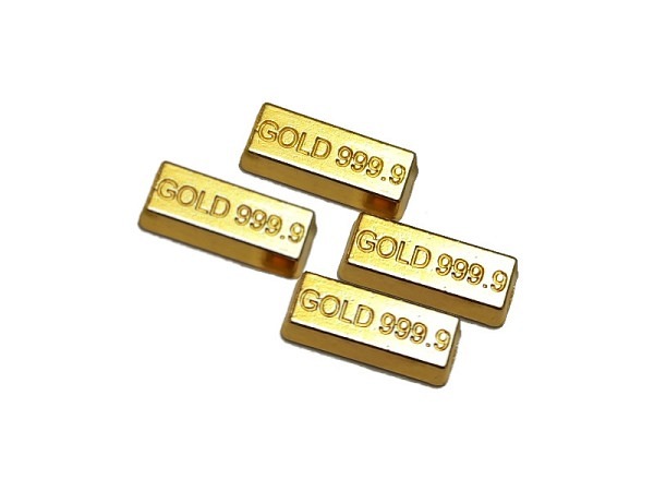Miniatur Deko Goldbarren 4 Stück 5x14mm