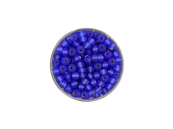 Rocailles Pracht Perlen 4,5mm dunkelblau matt mit Silbereinzug