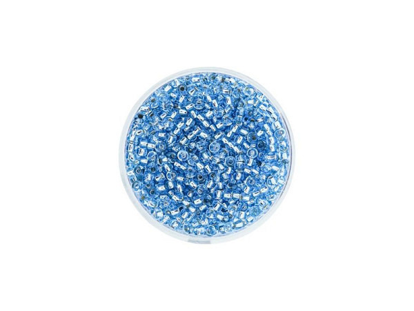 Rocailles Pracht Perlen 2,6mm blau mit Silbereinzug