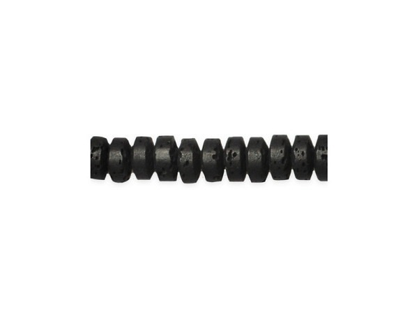 Perlen Pracht Lavaperlen Scheibe schwarz, 6x3mm