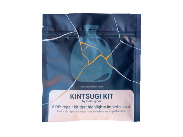 Kintsugi Box Repair Kit mit goldigem und silbrigem Farbpulver