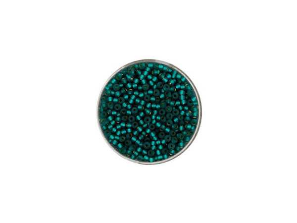 Rocailles Pracht Perlen 2,6mm dunkelgrün matt mit silbereinzug