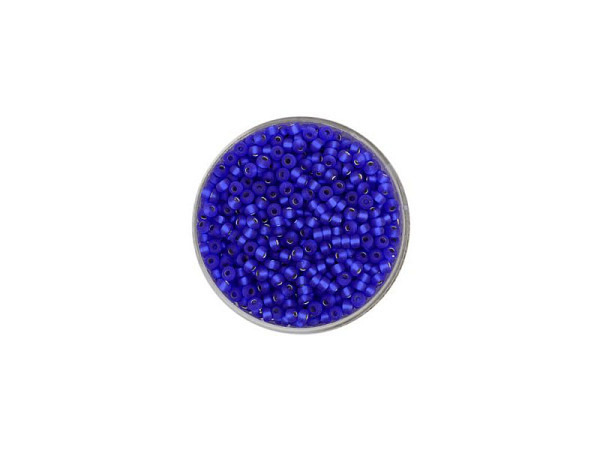 Rocailles Pracht Perlen 2,6mm dunkelblau matt mit silbereinzug
