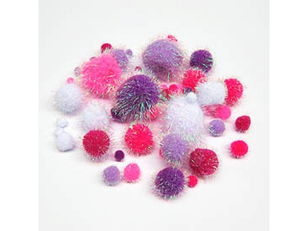 Pompom Rayher Metallic-Pompons pink-weiss