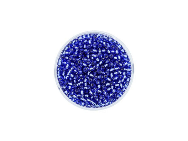 Rocailles Pracht Perlen 2,6mm safir mit Silbereinzug
