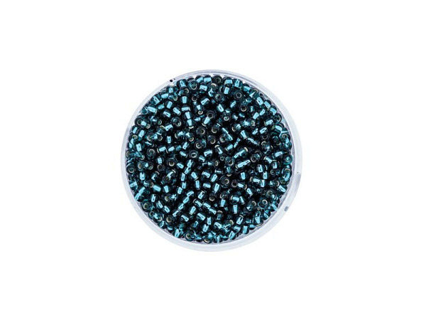 Rocailles Pracht Perlen 2,6mm dunkelgrün mit Silbereinzug