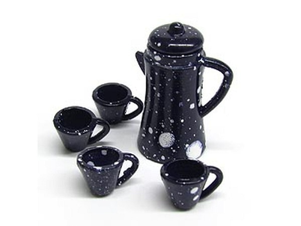 Miniatur Küche Kaffee-Set blau Grösse: 1:12