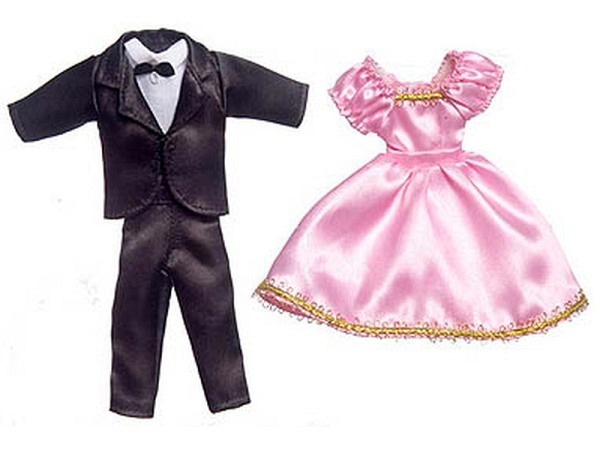 Puppenstube Figuren Ballkleidung