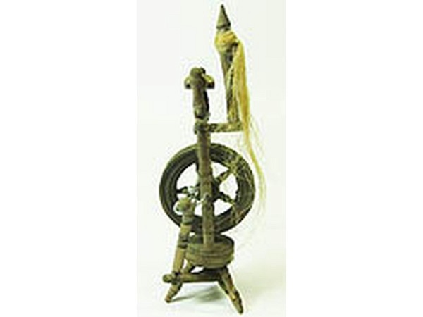 Miniatur Haushalt Spinnrad 40x140mm dunkel