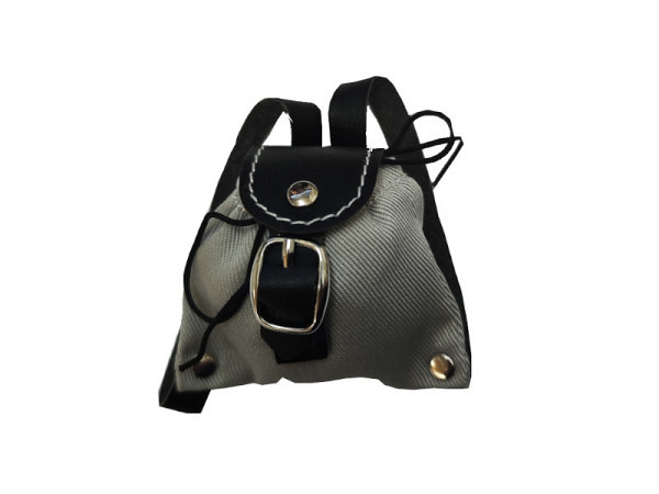Miniatur Accessoires Rucksack grau, schwarz mit Silberschnalle