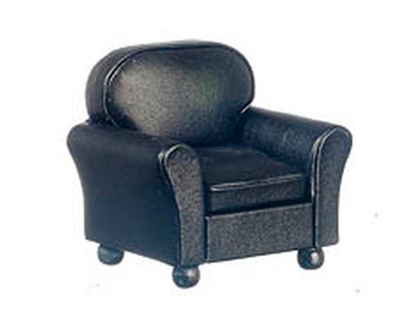 Miniatur Möbel Ledersessel schwarz
