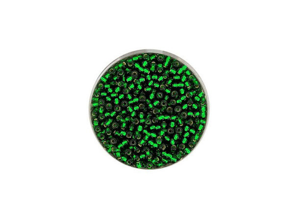 Rocailles Pracht Perlen 2,6mm grün mit Silbereinzug