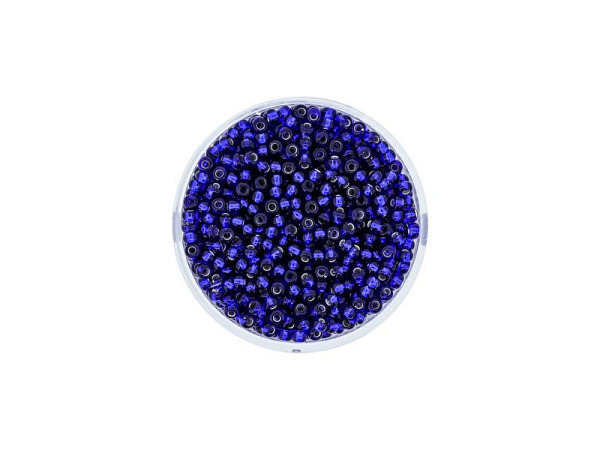 Rocailles Pracht Perlen 2,6mm lapis mit Silbereinzug