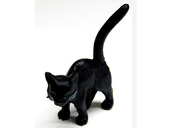 Miniatur Tierfiguren Gummi-Katze schwarz