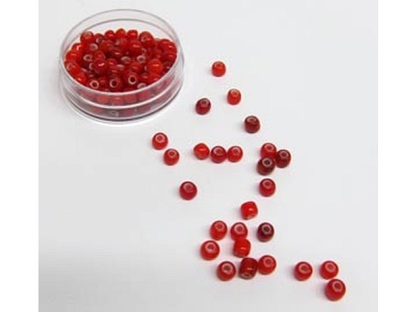 Glasperlen Hudsons Bay Glasperlen 5mm rot mit Weisseinzug