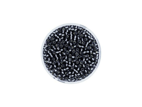 Rocailles Pracht Perlen 2,6mm grau mit Silbereinzug