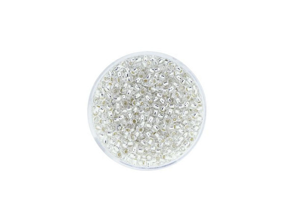 Rocailles Pracht Perlen 2,6mm kristall Transparent mit Silbereinzug