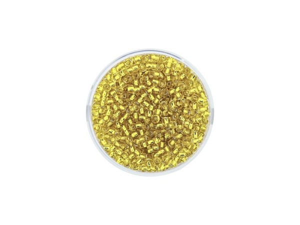 Rocailles Pracht Perlen 2,6mm gelb mit Silbereinzug