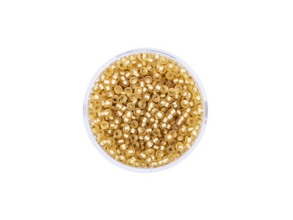Rocailles Pracht Perlen 2,6mm helltopas matt mit silbereinzug
