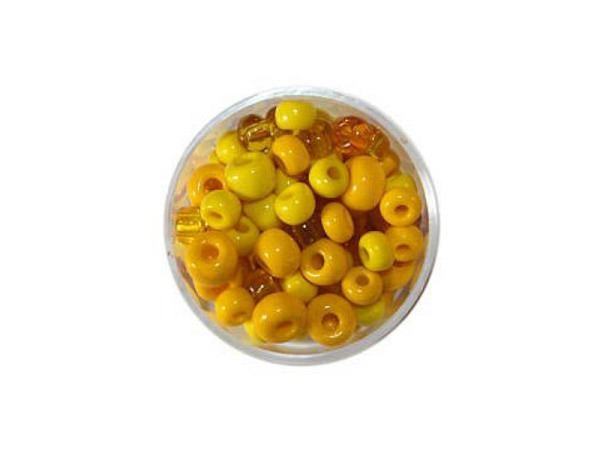 Glasperlen Farbenspiel Rocaillesmix gelb 35g