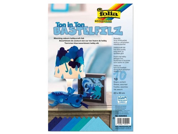 Filz Folia Bastelfilz Ton-in Ton Mix blau