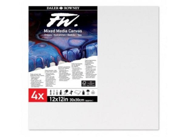Keilrahmen bespannt Daler Rowney Mix Media Rigid Canvas 30x30cm 4er Pack