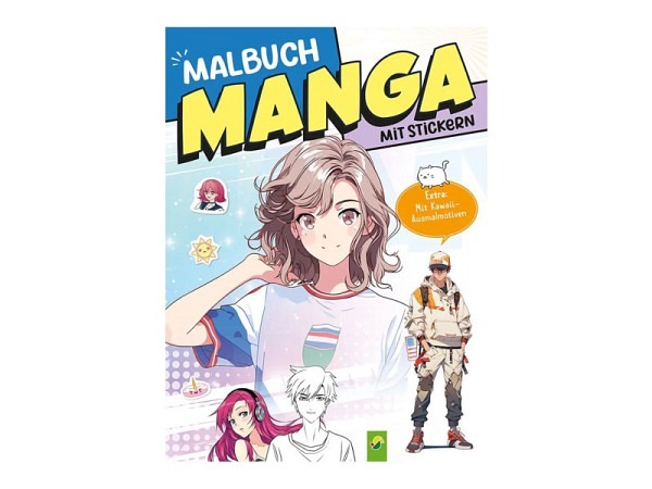 Buch Manga Extra dickes Manga-Malbuch mit Stickern