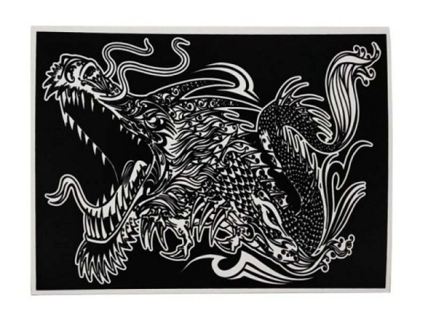 Malkarton Tataruga Samtbild zum Ausmalen Large Size A3, Drache