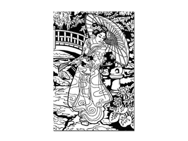 Malkarton Tataruga Samtbild Geisha, zum Ausmalen A4