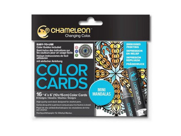 Malpostkarten Chameleon Postcard Color Cards Mini Mandalas